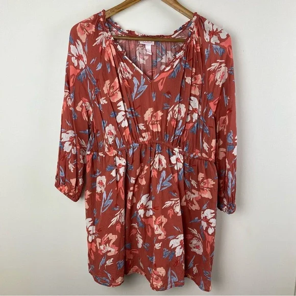 🦋Isabel Maternity Woven Floral Babydoll Top Chiffon Blouse Size XL - Picture 1 of 9